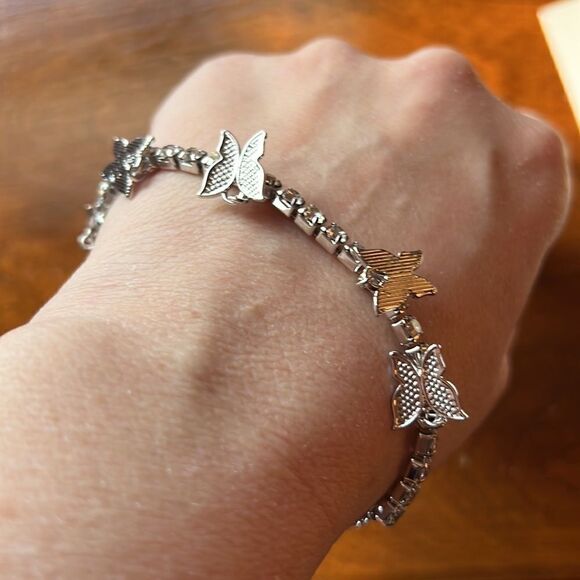 Bundle Sale 3 for $15 | Rhinestone Covered | 7” - 11” Butterfly Tennis Bracelet - Picture 4 of 7